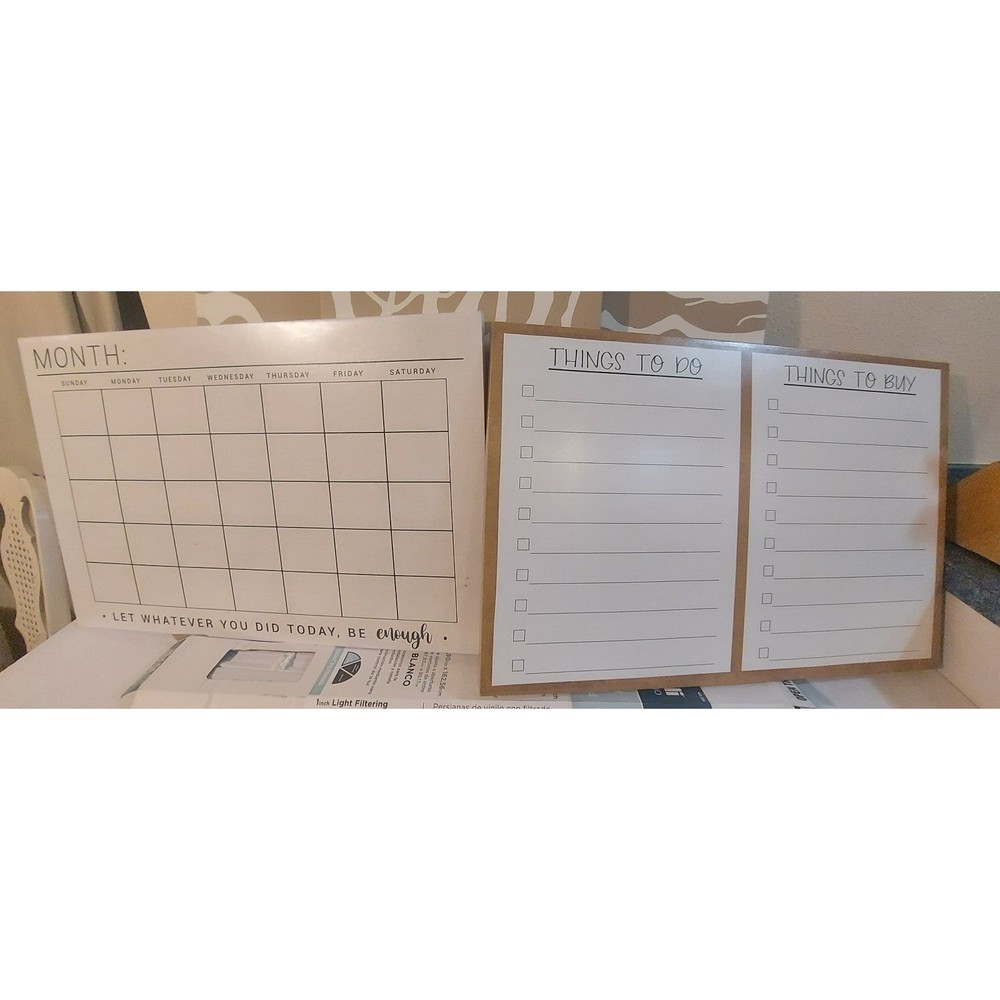 Canvas Dry Erase Boards x 2 - Calendar & To Do